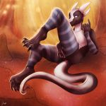  2016 anthro arm_warmers balls beckoning black_scales blue_eyes cahoon claws clothing dragon holding_balls horn inviting leg_warmers legwear looking_away male mostly_nude multicolored_scales raised_leg reclining scales scalie smile solo taneem thigh_highs two_tone_scales white_scales 