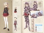  armor blonde_hair breastplate character_sheet epaulettes gauntlets green_eyes hat helmet highres komori_kei pantyhose pleated_skirt shoes short_hair simple_background skirt standing thighhighs walkure_romanze zettai_ryouiki 