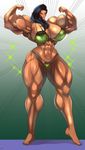  1girl abs biceps bikini black_hair breasts cleavage extreme_muscles female flexing large_breasts laura_matsuda muscle solo street_fighter street_fighter_v zetarok 
