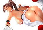  ass breasts brown_eyes brown_hair cameltoe fan fatal_fury king_of_fighters long_hair poccora ponytail shiranui_mai 