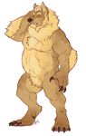  anthro beard belly big_belly canine facial_hair fangs featureless_crotch hornedfreak male mammal nude simple_background solo standing teeth white_background wolf 