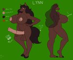  2016 animal_genitalia animal_penis anthro balls big_breasts breasts butt dickgirl english_text equine erection hair intersex looking_at_viewer lynn_sillmane mammal model_sheet nipples nude penis simple_background smile solo standing text zp92 