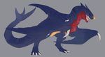  feral garchomp hornedfreak male nintendo no_pupils open_mouth pok&eacute;mon sharp_teeth simple_background solo standing teeth tongue tongue_out video_games wings 