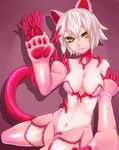  artist_request biosuit breasts catgirl cleavage paws tentacle white_hair yellow_eyes 