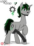  animal_genitalia animal_penis balls black_hair cutie_mark equine equine_penis erection facial_hair fan_character green_eyes green_hair hair horn jcosneverexisted logic_loop male mammal model_sheet my_little_pony penis smile solo unicorn 