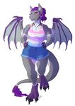  anthro clothed clothing dragon female hands_on_hips hornedfreak jewelry looking_at_viewer necklace simple_background smile solo standing white_background wings 