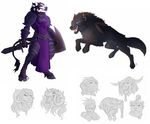  ambiguous_gender anthro bear bovine canine cattle duo eyewear female feral goggles horn hornedfreak humanoid male mammal multiple_images open_mouth orc simple_background smile teeth tongue white_background wolf 