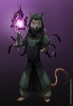  armello armor black_nose brown_fur fan_character fur gradient_background magic male mammal purpleground02 rat rodent simple_background solo 