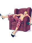  1boy abs blonde_hair body_hair bottle donquixote_doflamingo glasses muscle one_piece sitting solo topless 