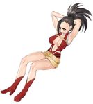  angry armpits arms_behind_head arms_up bangs bare_arms bare_shoulders belt beltskirt black_eyes black_hair blush boku_no_hero_academia boots breasts breasts_apart center_opening clenched_teeth collarbone dutch_angle easy_(aqk7bdqt) from_side full_body glaring halterneck high_heel_boots high_heels high_ponytail invisible_chair large_breasts legs leotard looking_afar medium_hair navel ponytail red_footwear red_leotard simple_background sitting solo sweat teeth thighs turtleneck v-shaped_eyebrows white_background wide_ponytail yaoyorozu_momo 