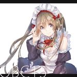  brown_hair maid maid_headdress myucel_foalan outbreak_company purple_eyes ribbon solo twintails yuugen 