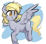  blonde_hair derpy_hooves_(mlp) equine female feral friendship_is_magic glacierclear hair mammal my_little_pony pegasus smile solo wings 