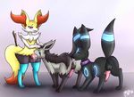  2016 anal animal_genitalia anus balls black_fur braixen butt canine digital_media_(artwork) eeveelution erection fellatio feral fur grey_fur licking male male/male mammal mightyena mina-the-pie nintendo open_mouth oral pok&eacute;mon red_eyes rimming saliva sex simple_background tongue tongue_out umbreon video_games 