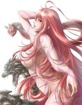  bad_id bad_pixiv_id breasts brown_eyes final_fantasy final_fantasy_v hair_censor large_breasts long_hair melusine monster_girl nude open_mouth red_hair rioreo snake solo tattoo very_long_hair 