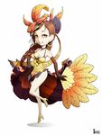  accessories braid brown_hair dancer dress earrings fan feathers flamenco flower highres jewelry long_hair materclaws necklace rose solo summoner_war 