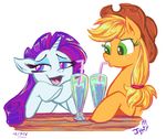 2016 applejack_(mlp) duo equine female friendship_is_magic horn horse jowybean mammal my_little_pony pony rarity_(mlp) unicorn 
