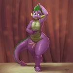  2016 animal_genitalia animal_penis anthro cute_fangs dragon erection friendship_is_magic front_view genital_slit girly hemipenes kevinsano looking_away male multi_penis my_little_pony navel nude penis plantigrade precum purple_scales raised_arm scales scalie slightly_chubby slit smile solo spike_(mlp) stage standing tapering_penis thick_thighs wide_hips 