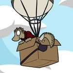  2016 aliasing anthro balloon box clothed clothing cloud digital_media_(artwork) eye_patch eyewear flannel lizard male reptile scalie sky solo trout_(artist) trout_(character) 
