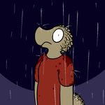  2016 aliasing anthro clothed clothing digital_media_(artwork) lizard male outside raining reptile scalie simple_background solo trout_(artist) trout_(character) 