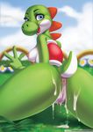  2016 after_sex alanscampos anthro anus blue_eyes breasts butt clothing cum cum_in_pussy cum_inside female hi_res looking_at_viewer mario_bros nintendo nipples nude patreon pussy solo video_games yoshi 