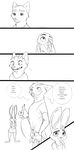  2016 anthro black_and_white canine claws clothed clothing comic dialogue digital_media_(artwork) disney duo english_text female fox fur hi_res inter_schminter judy_hopps lagomorph male mammal monochrome nick_wilde paws rabbit simple_background size_difference smile spintherella standing teeth text zootopia 