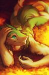  ambiguous_gender anthro looking_at_viewer lukiri lying nude on_front sergal smile solo turkinwif 