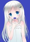 1girl blue_eyes dress flower kuro_futoshi long_hair noumi_kudryavka silver_hair solo 