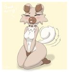  bit-small blush breasts canine cute dog eyes_closed female floppy_ears fluffy happy hi_res kneeling mammal nintendo nude pok&eacute;mon rockruff simple_background sitting solo tongue tongue_out video_games wide_hips 