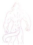  anthro argonian butt hi_res line_art madponiez male muscular nude pose scalie simple_background solo standing the_elder_scrolls video_games 