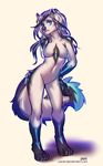  anthro breasts canine featureless_breasts featureless_crotch female half-closed_eyes looking_at_viewer lukiri mammal navel nude simple_background solo standing white_background 