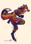  anthro breasts butt canine featureless_breasts female fox looking_at_viewer lukiri mammal nude simple_background smile solo standing white_background 
