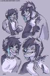  anthro canine collar crossed_arms cute ear_piercing facial_piercing fangs looking_at_viewer lukiri male mammal multiple_images nose_piercing open_mouth piercing simple_background smile solo teeth tongue young 