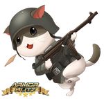  ambiguous_gender armor black_eyes cat fangs feline gun helmet mammal military ranged_weapon rifle solo weapon 