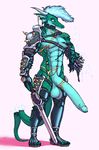  2016 abs android balls biceps boots clothing damage dragon fin footwear horn invalid_tag machine male melee_weapon muscular navel pecs penis reptile robot robotic_reveal scalie solo sparks sword talynn warrior weapon 