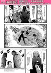  chain_necklace check_translation chinese comic facial_hair genderswap goatee hair_between_eyes hair_bun highres hood hooded_jacket horns jacket journey_to_the_west monochrome open_clothes otosama simple_background translation_request zhenyuan_(journey_to_the_west) 