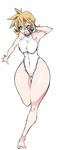  1girl bare_legs breasts female kasumi_(pokemon) large_breasts looking_at_viewer nintendo one-piece_swimsuit pokeball smile solo swimsuit 