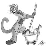  4_fingers anthro anthrofied betsy cat clothing disney eyewear facial_hair feline footwear glasses hat janitor male mammal mop mustache rufus_(the_rescuers) scarf shoes smile the_rescuers uniform whiskers 