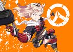  :d blonde_hair commentary crazy_eyes crazy_smile detonator gloves grenade_launcher grin highres junkrat_(overwatch) kantai_collection open_mouth overwatch prosthesis prosthetic_arm prosthetic_leg red_eyes remodel_(kantai_collection) s1k_bo1 smile solo torpedo v-shaped_eyebrows weapon wide-eyed yuudachi_(kantai_collection) 