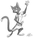  2013 3_toes 4_fingers anthro anthrofied betsy bolt_(film) cat clothing coach digital_drawing_(artwork) digital_media_(artwork) disney feline female fur mammal mittens_(bolt) monochrome pose shirt shorts signature simple_background sketch smile solo toes toony whiskers whistle white_background 