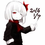  2016 blush coat dated hand_in_pocket iruru5666 one_eye_closed rumia scarf solo touhou white_background winter_clothes 