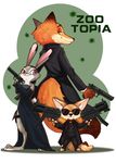  2016 anthro canine disney female fennec finnick fox judy_hopps lagomorph male mammal necktie nick_wilde norellen rabbit zootopia 