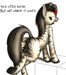  2016 anatomically_correct anatomically_correct_pussy animal_genitalia animal_pussy anthro anthrofied anus breasts butt clitoral_winking clitoris digital_media_(artwork) equine equine_pussy fan_character female friendship_is_magic hair mammal my_little_pony nude open_mouth pussy simple_background smile solo stripes text tg-0 zebra zebs 