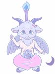 baphomet blue_eyes breasts caprine clothed clothing cute demon feathers fire hair_accessory herm horn intersex mammal moon multi_penis nipples penis simple_background skirt smile snake_penis topless unknown_(disambiguation) wings 