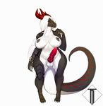  avoid_posting black_scales breasts dickgirl dragon hair horn intersex long_hair mechanical_limb nipples nude penis red_eyes scales sin_blackclaw_(character) taihab voluptuous white_hair 