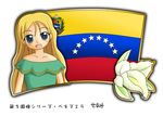  1girl blonde_hair blue_eyes flag long_hair murakami_senami venezuela 