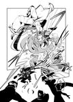  assassin's_creed_(series) axe comic fifiruu greyscale hong_meiling monochrome silhouette sword touhou translation_request weapon wok 