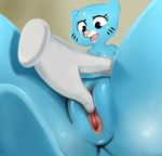  2016 anthro blue_fur cartoon_network cat dacad disembodied_hand feline female fingering fur mammal nicole_watterson nude pussy solo the_amazing_world_of_gumball 