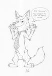 agent_(artist) anthro balls canine circumcised dialogue disney english_text fox front_view greyscale grin humanoid_penis looking_at_viewer male mammal monochrome mostly_nude naughty_face necktie nick_wilde pawpads pencil_(artwork) penis plantigrade raised_arm signature simple_background solo speech_bubble standing talking_to_viewer text traditional_media_(artwork) white_background zootopia 