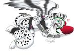  anthro avian beak bra breasts clothing feathered_wings feathers feline female gryphon hybrid leopard loincloth looking_at_viewer lying mammal navel on_side open_mouth sierraex simple_background smile snow_leopard solo spots underwear white_background wings 