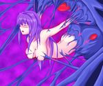  1girl blush breasts eyes_closed long_hair nipple open_mouth purple purple_hair solo tagme 